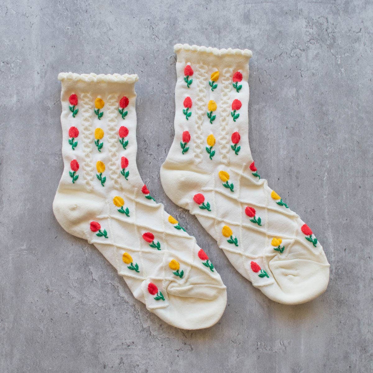 Tulip Flower Casual Socks: Sage