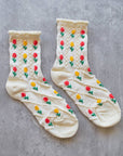 Tulip Flower Casual Socks: Sage