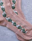 Floral Mesh casual socks: Beige