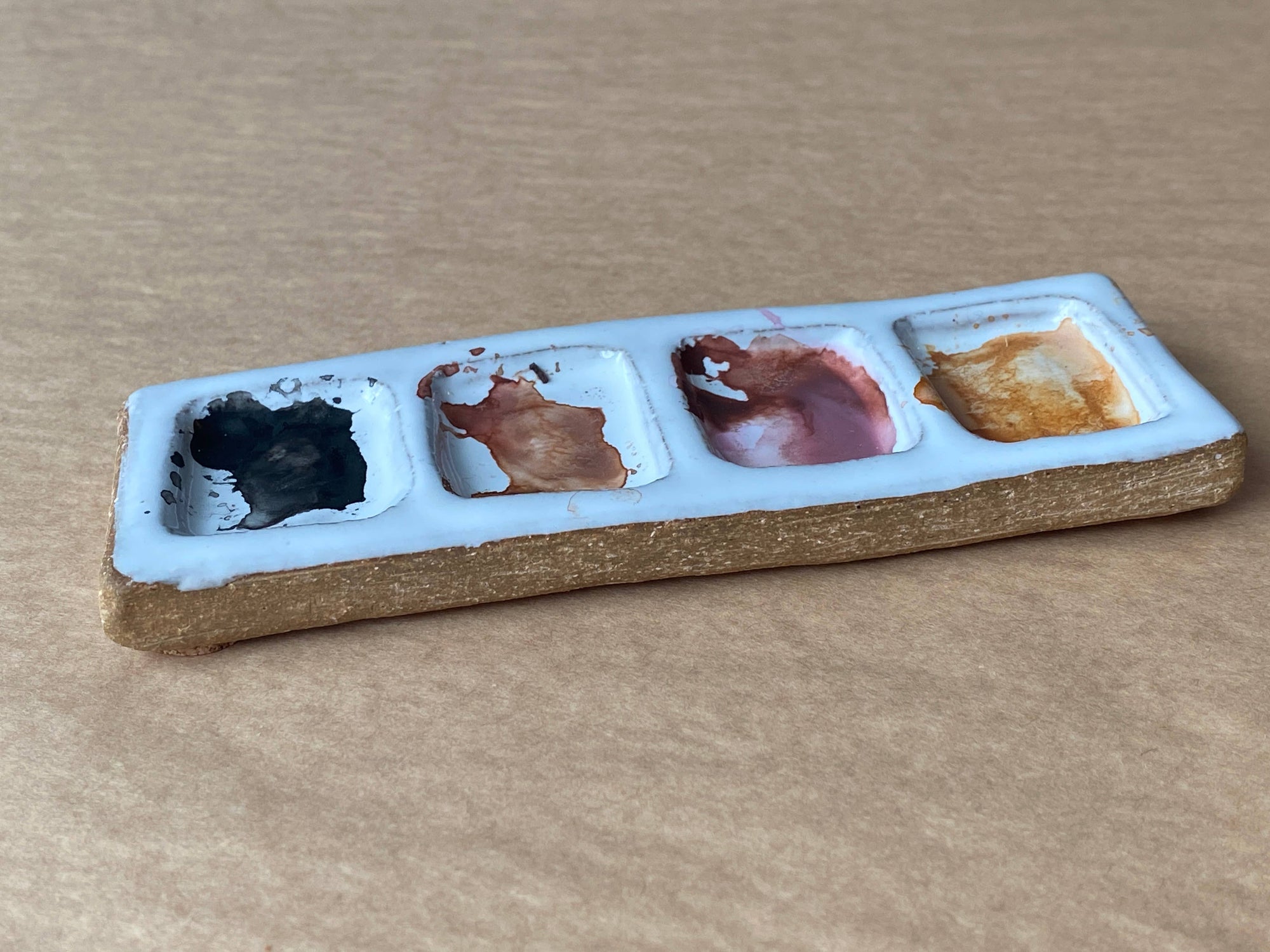 Ceramic Artist 4-Pan Paint Palette - Handmade Travel Palette: Palette Only