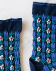 Vintage Floral Casual Socks: Bule/Navy