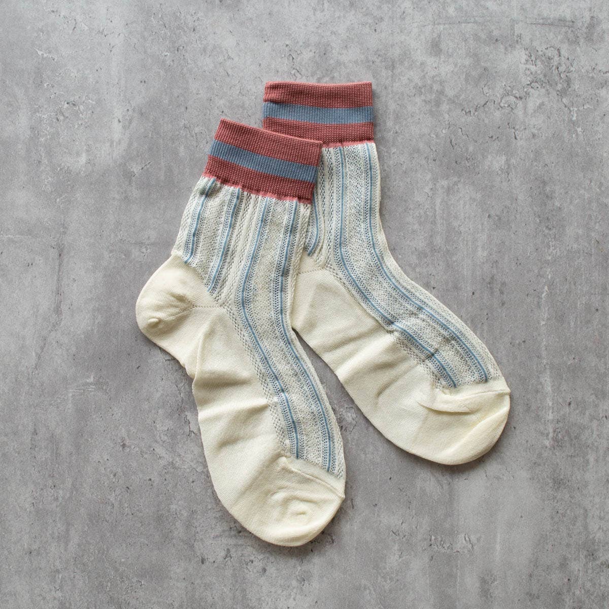 Ankle Mesh Striped Casual Socks: Lilac