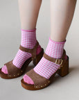 Picnic Mid Crew Socks: Oatmeal Blue