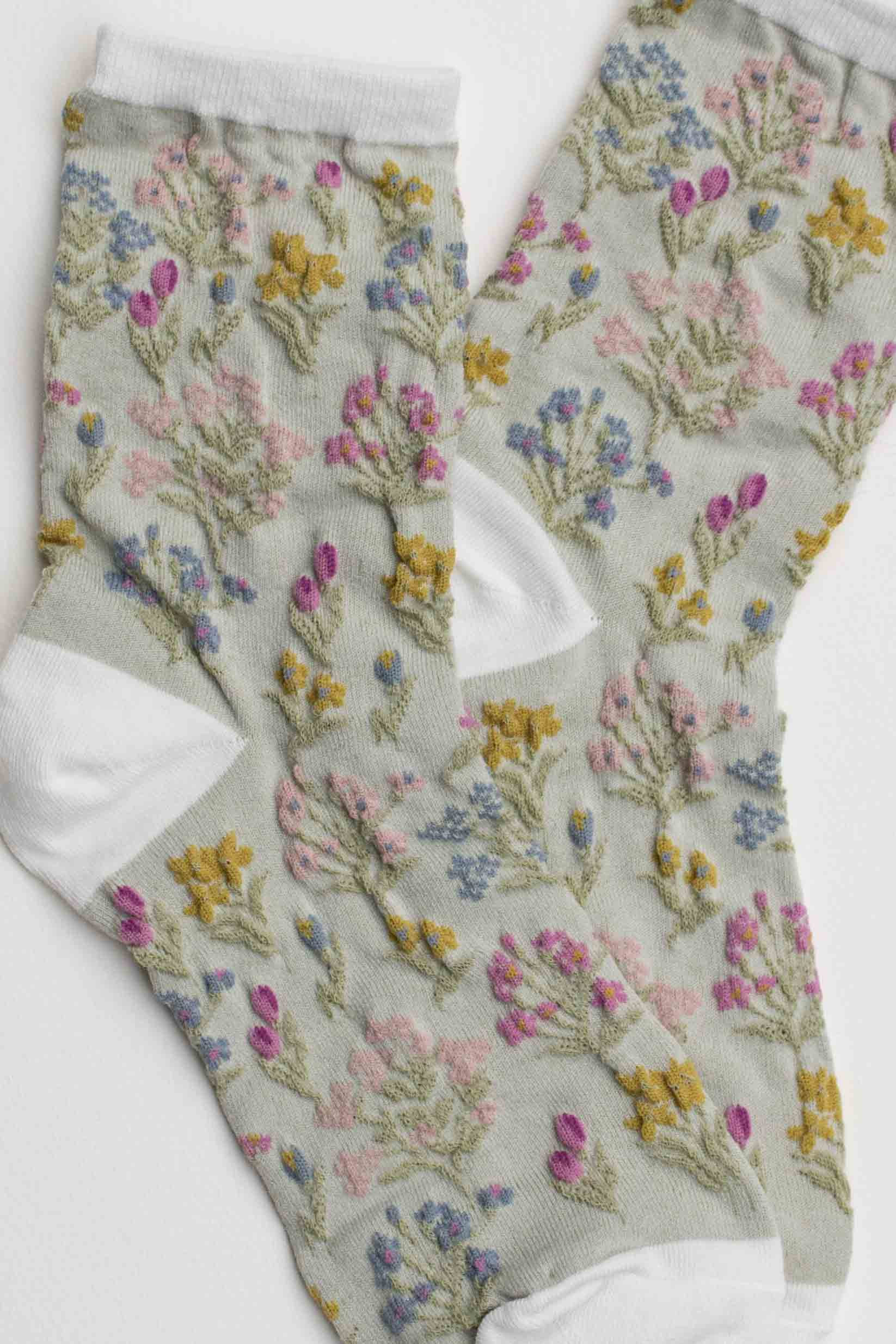 Midnight Wildflower Socks: Sage