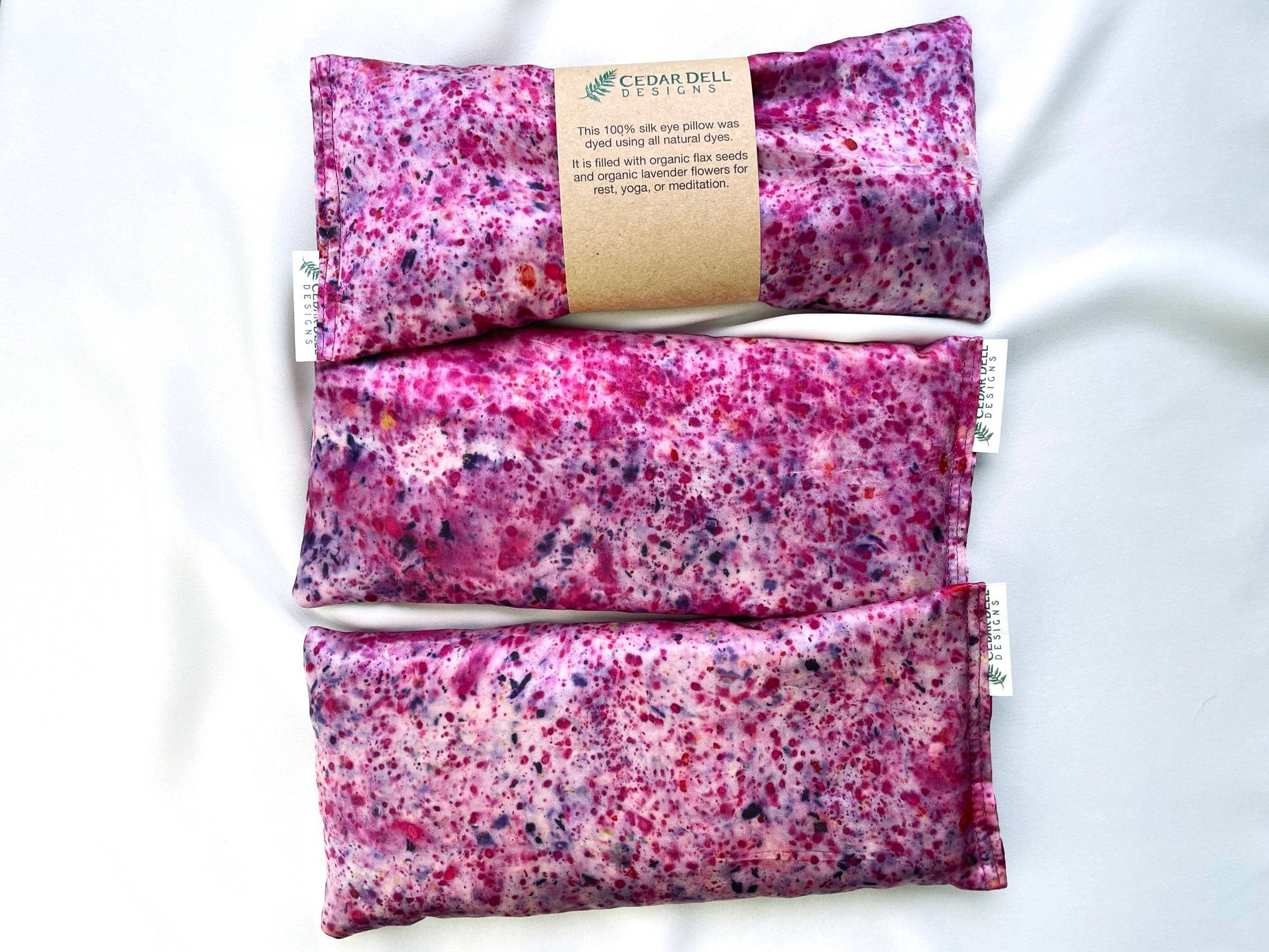 Naturally Dyed Silk Eye Pillow with Organic Filling: Multicolor Speckes