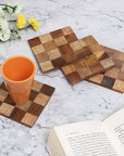 Wooden Checker Coasters - Set of Four
