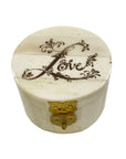 2-1/4" Round Bone Ring Box Engraved w/ "Love"