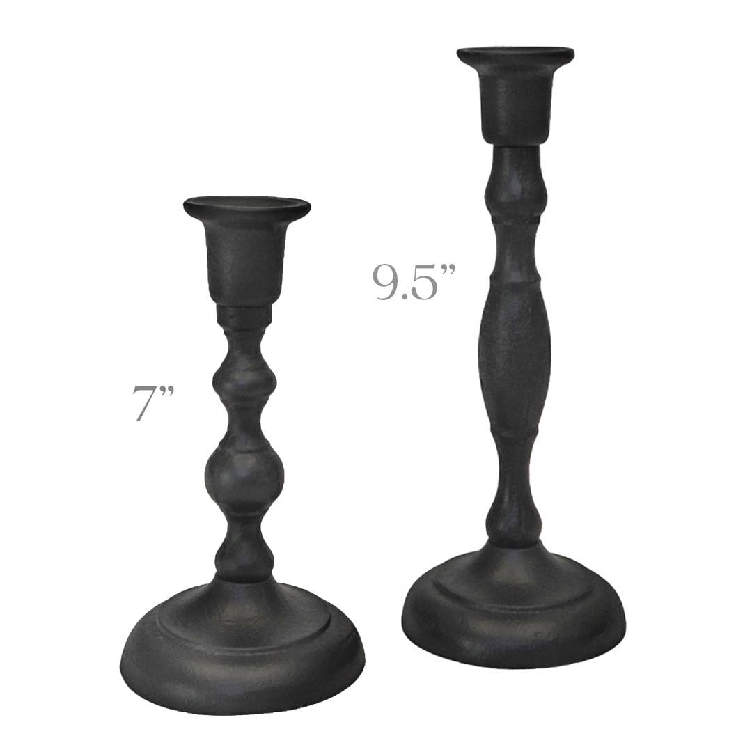 Cast Iron Handmade Taper Candle Holders - 7"