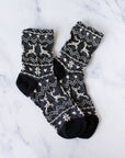 Christmas Glitter Casual Crew Socks: Dark Brown