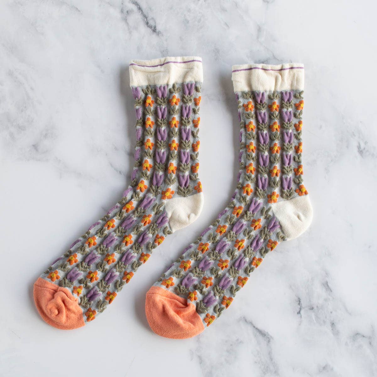 Vintage Floral Casual Socks: Bule/Navy
