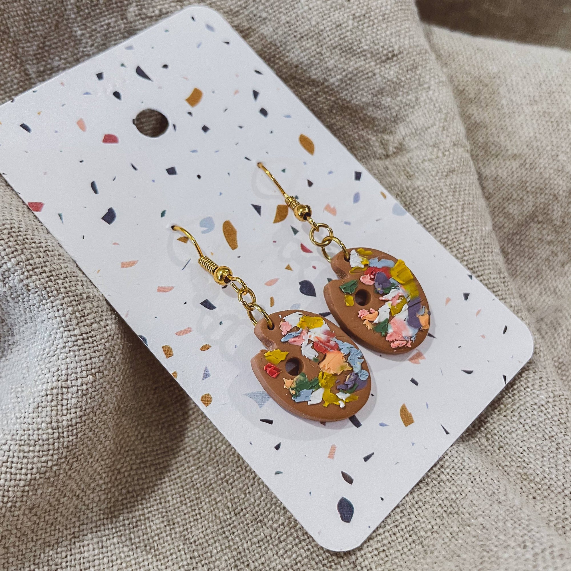 Artist Messy Paint Palette Earrings: Dark Brown