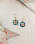 Quilt Block Dangle Earrings: Wild Prairie