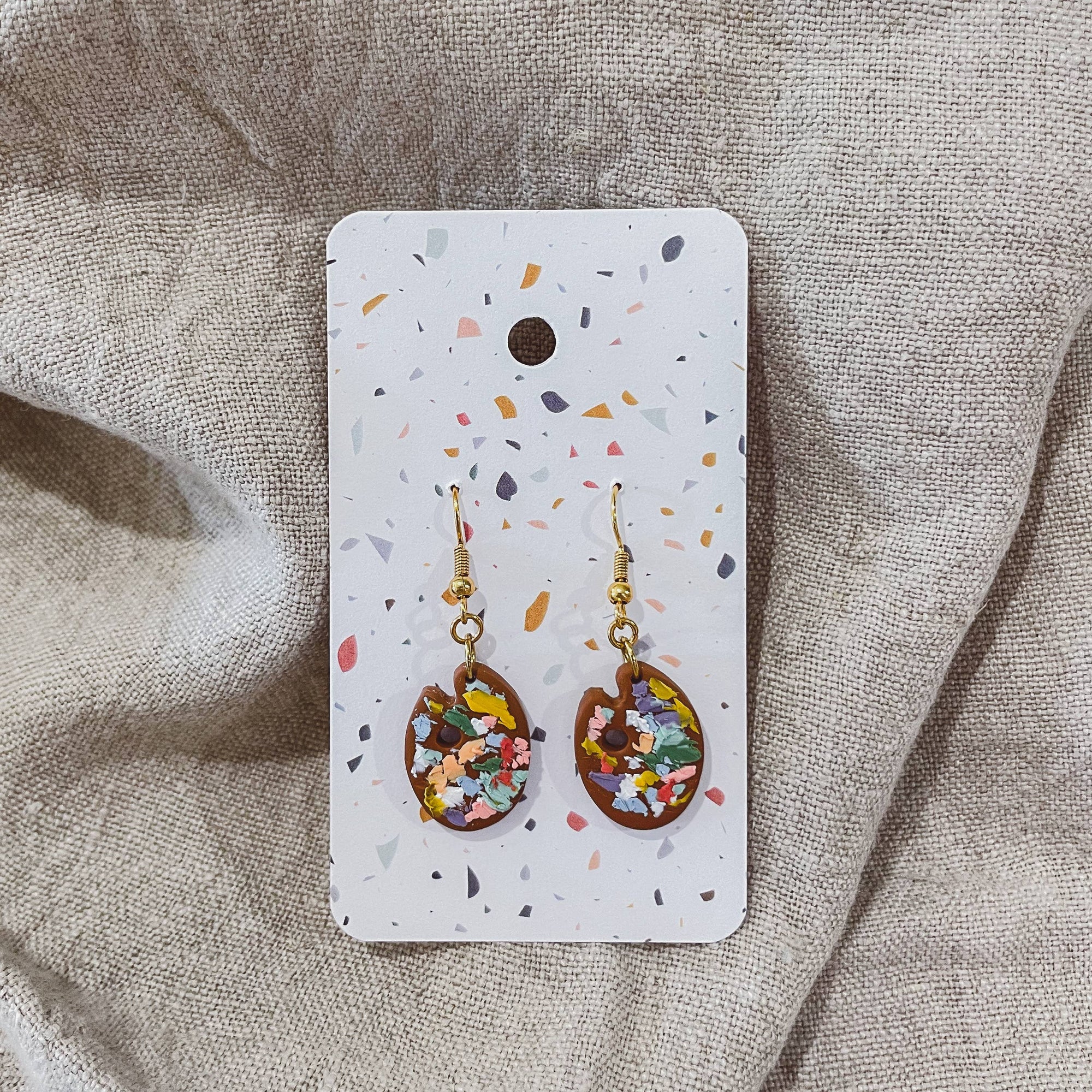 Artist Messy Paint Palette Earrings: Dark Brown