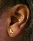 Tiny Bee Post Earrings 6x8mm: Recycled Sterling Silver