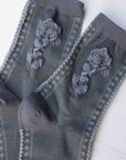 Rose Cotton Blend Socks: Grey