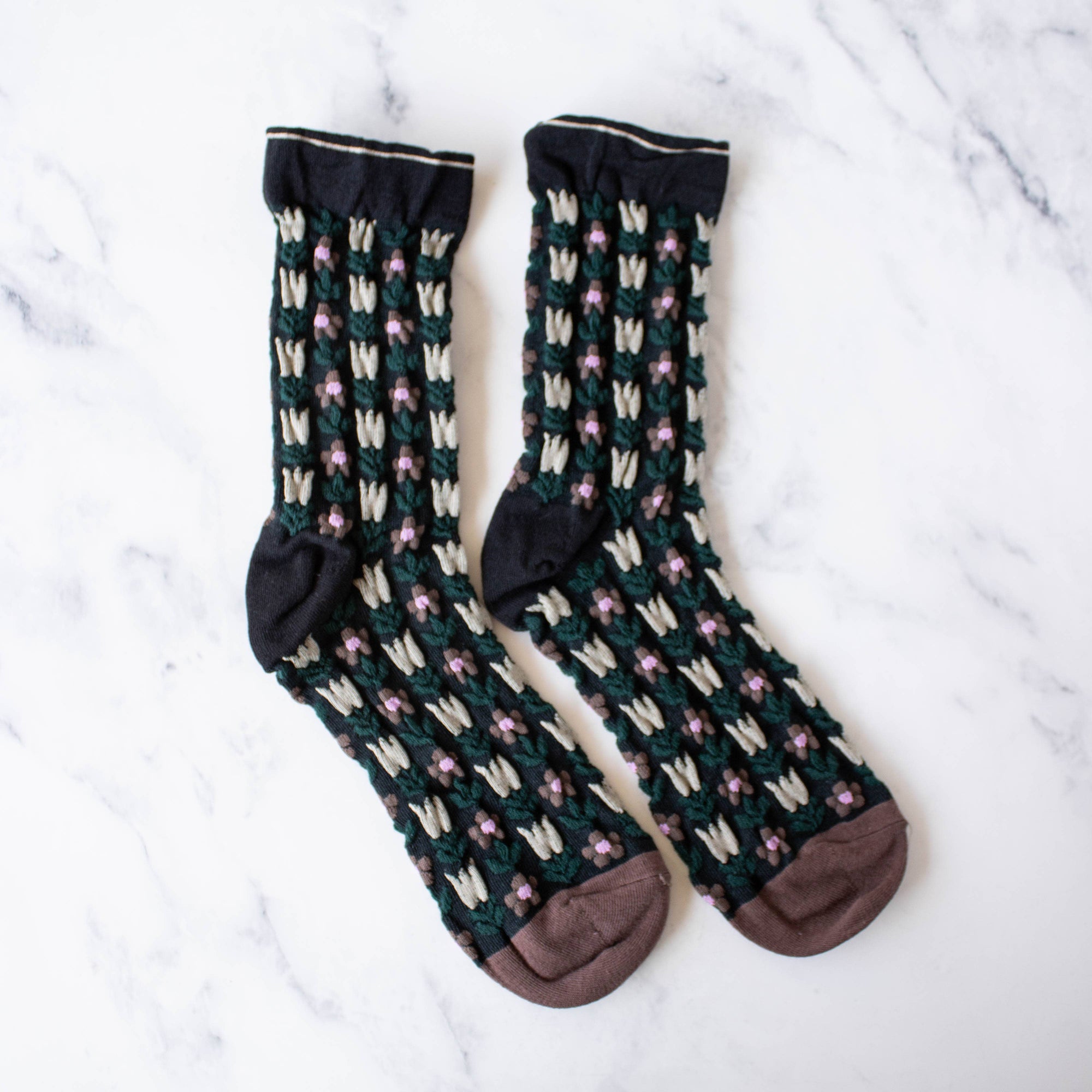 Vintage Floral Casual Socks: Bule/Navy