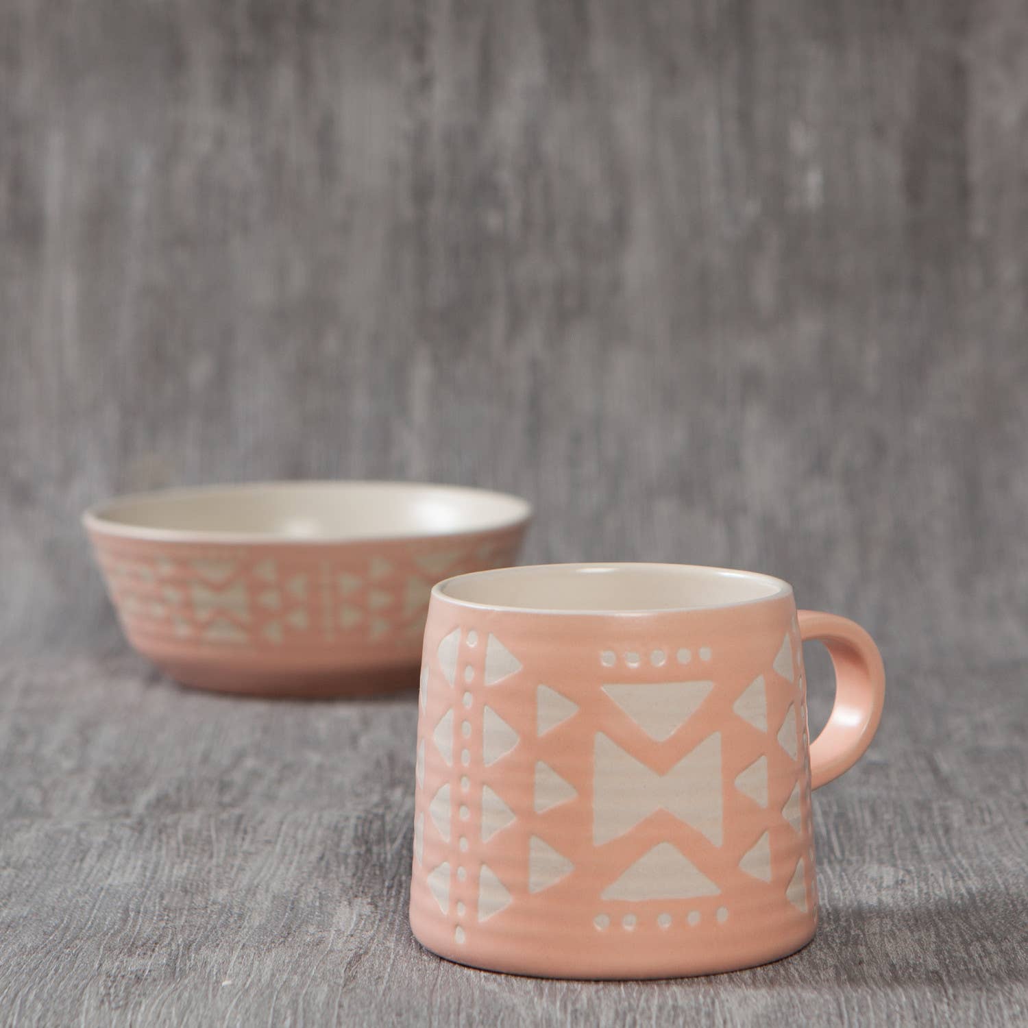 Danica Studio Pink Imprint Stoneware Mugs 12 oz