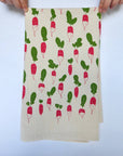 Radish Kitchen Towel, Garden Tea Towel, Handprinted