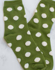 Women's Polka Dots Puff Casual Socks: Olive
