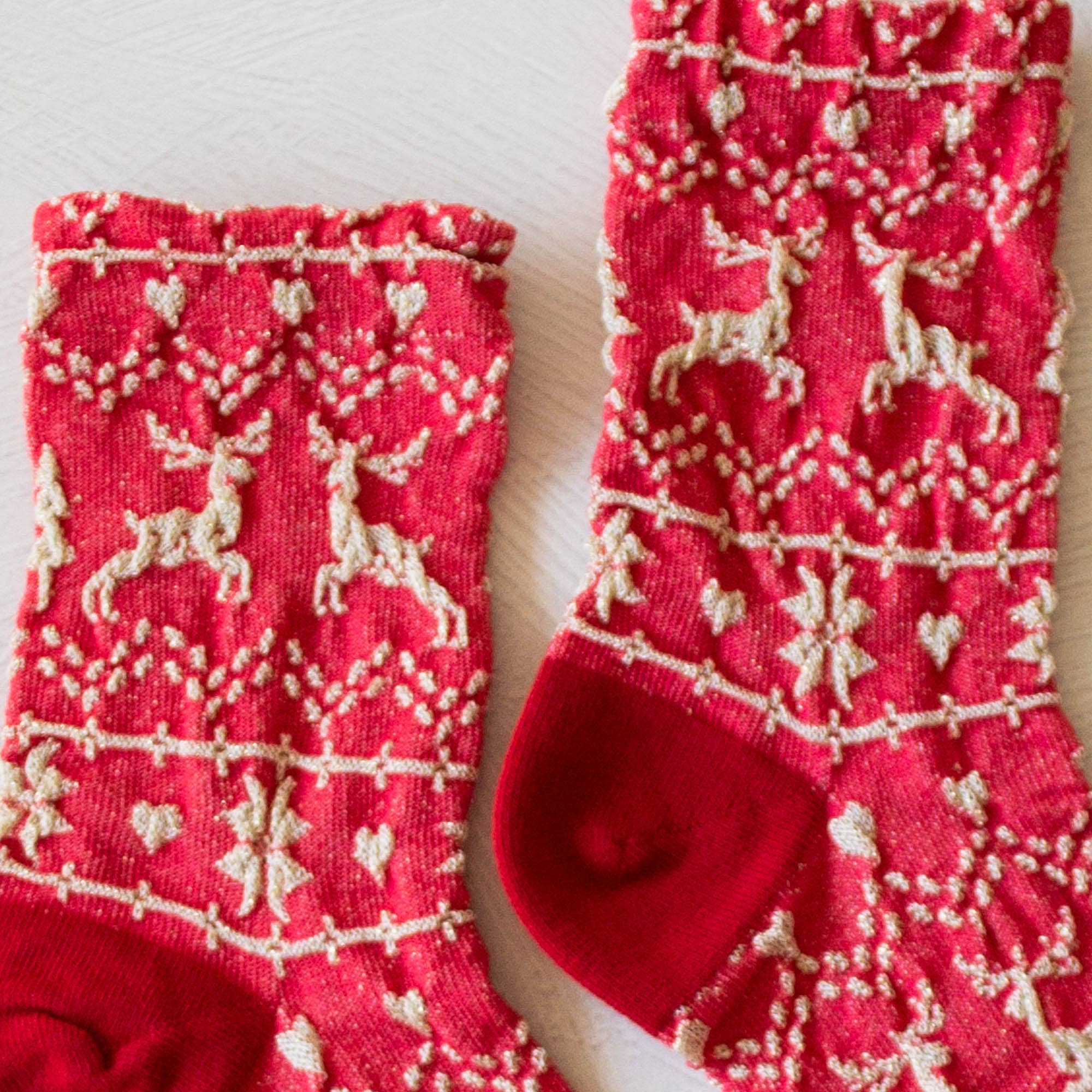 Christmas Glitter Casual Crew Socks: Dark Brown