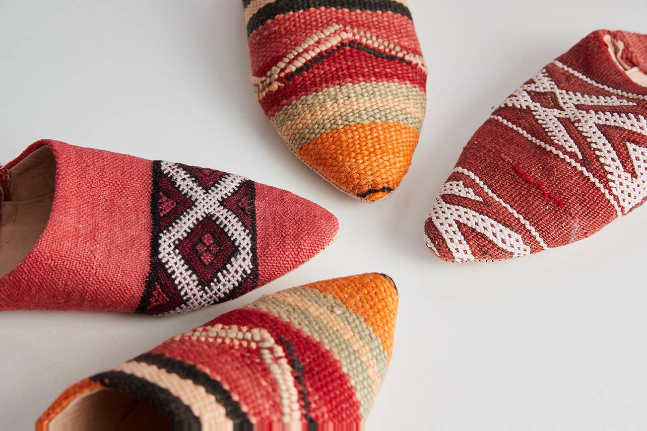 Moroccan Kilim Slippers: Large