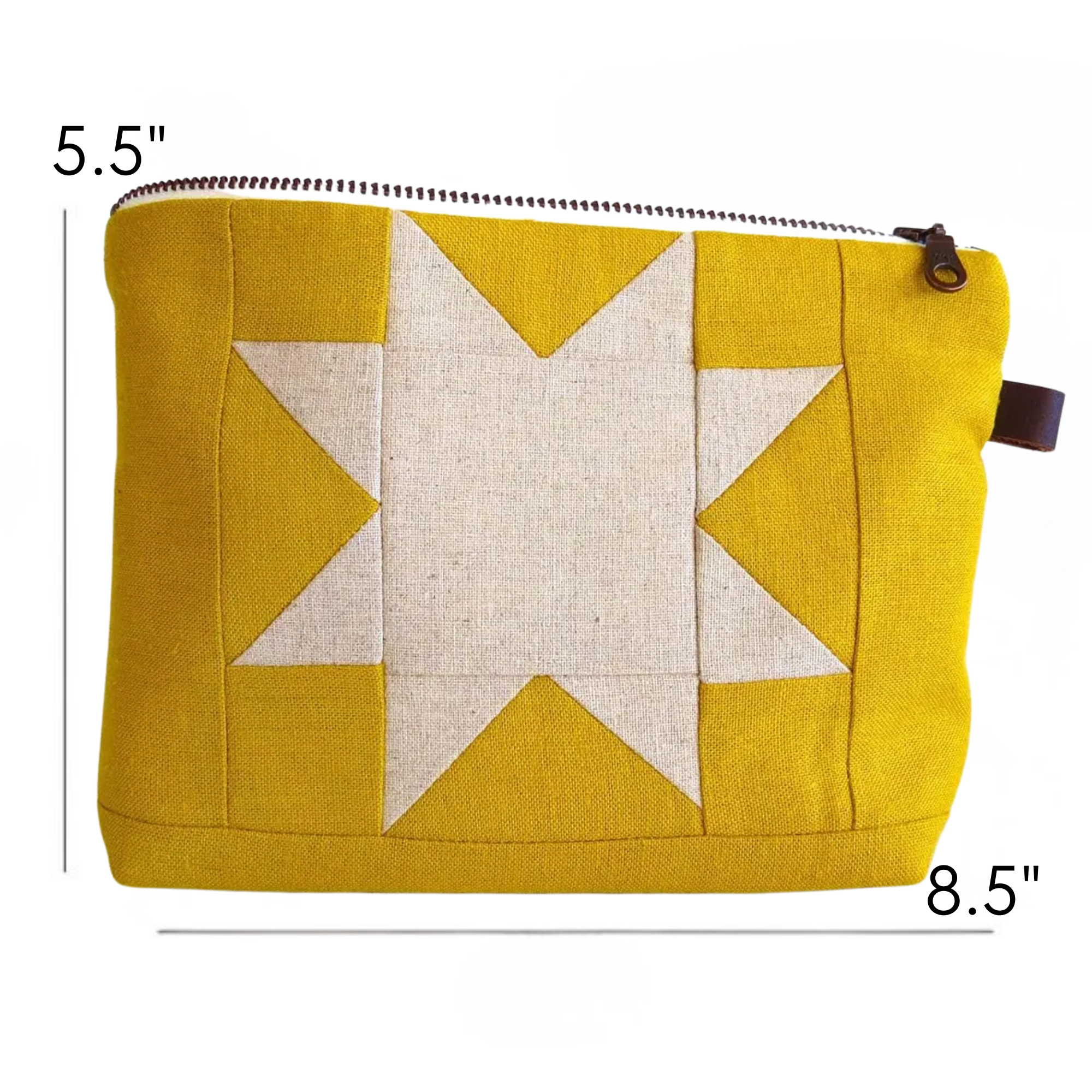 Sawtooth Star Quilted Zipper Pouch - Yellow