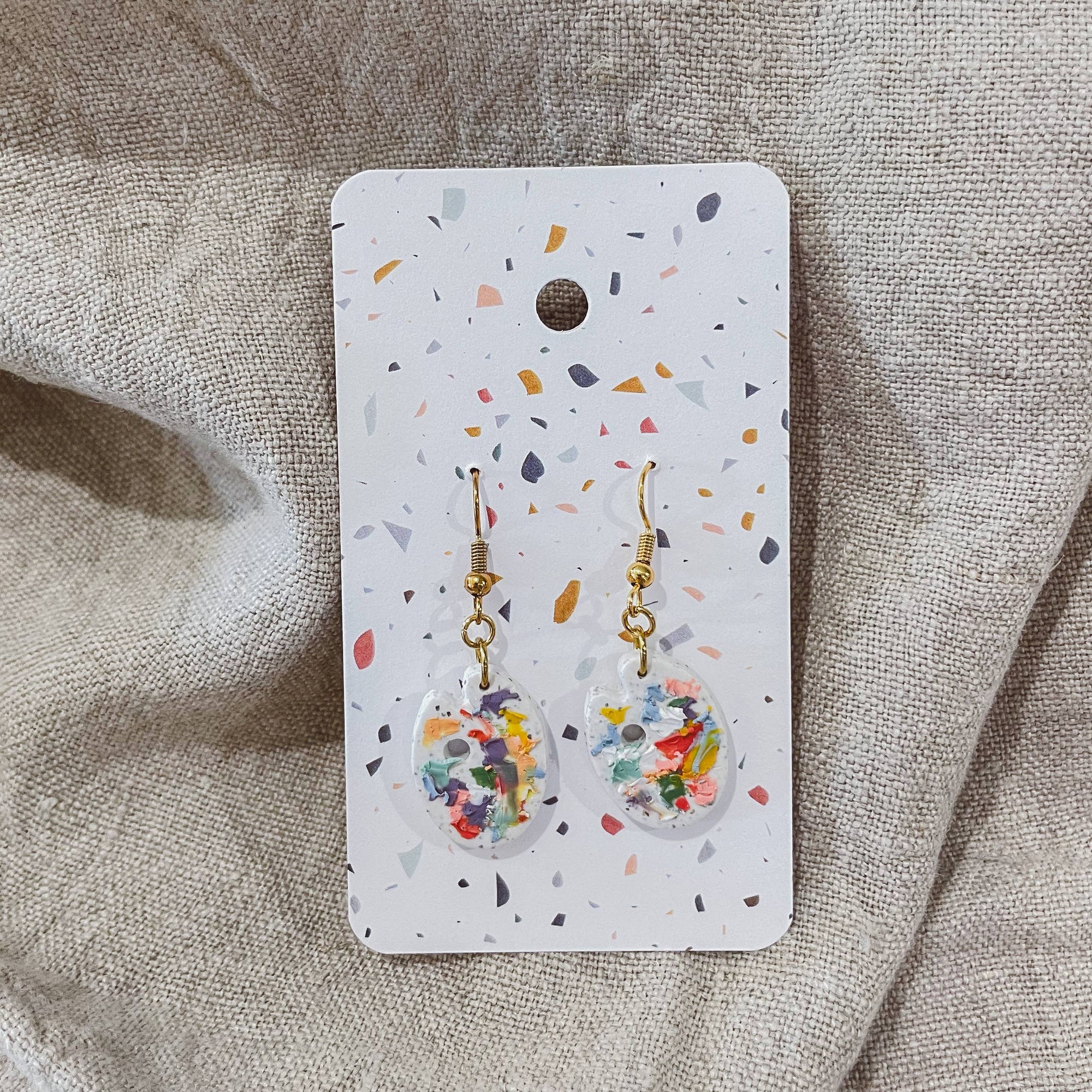 Artist Messy Paint Palette Earrings: Dark Brown
