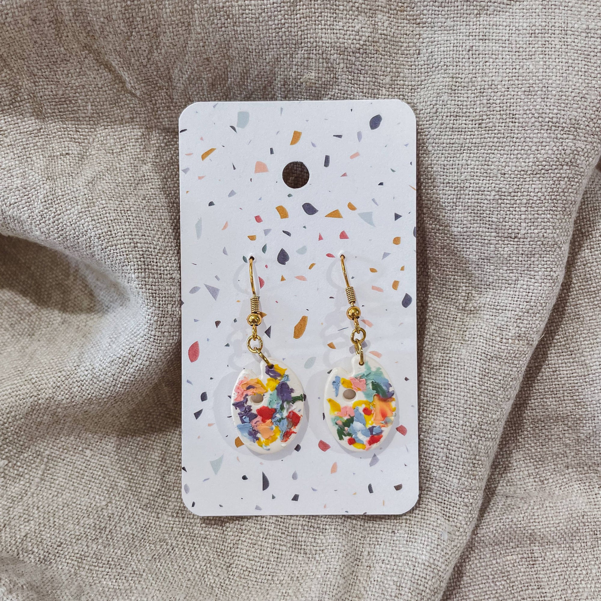 Artist Messy Paint Palette Earrings: Dark Brown