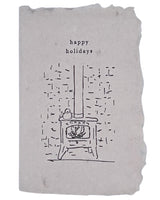 happy holidays cozy woodstove card