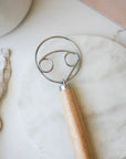 Dough Whisk Wooden Handle: Two rings