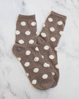 Women's Polka Dots Puff Casual Socks: Mocha
