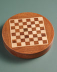 Acacia Wood Round Magnetic Chess Set