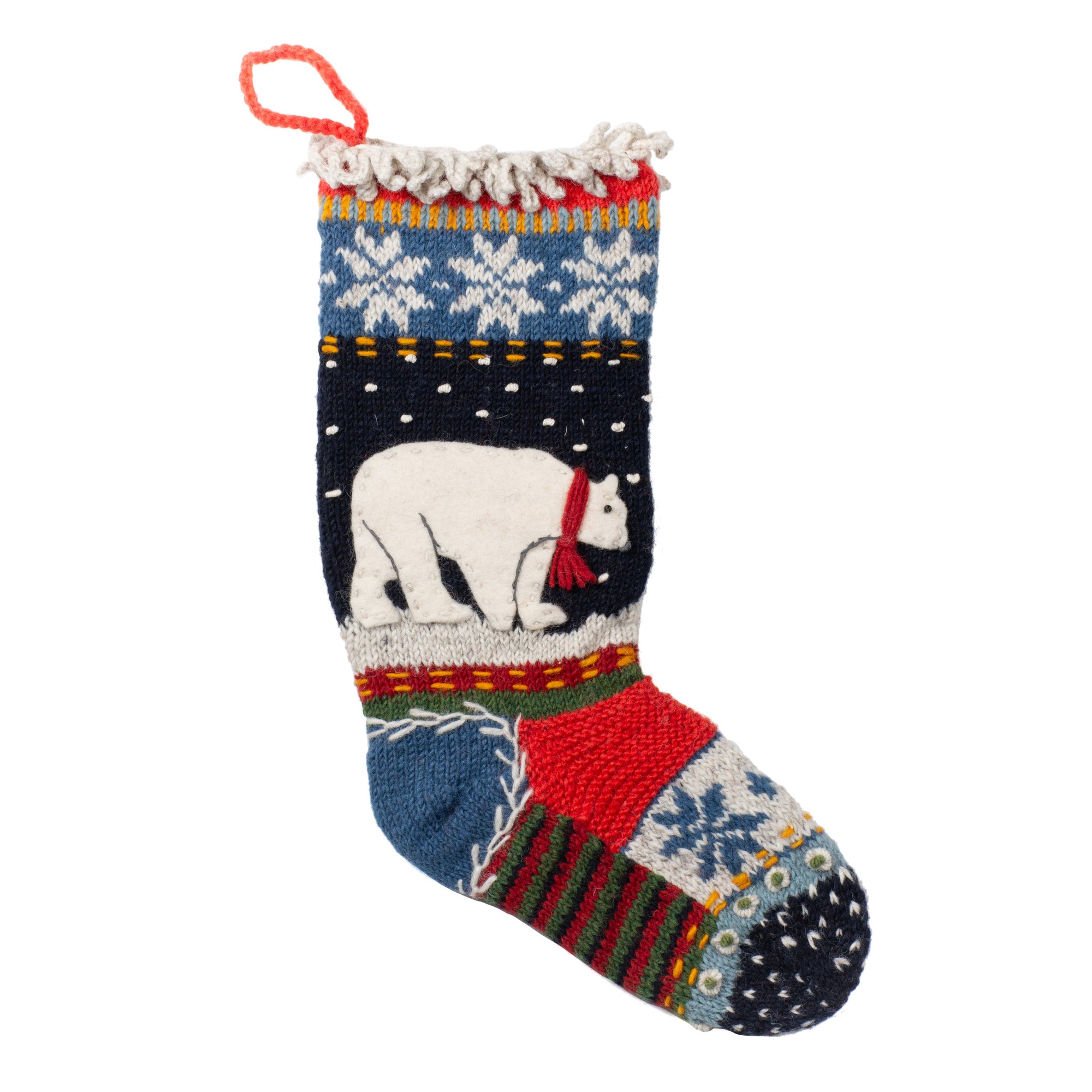 North Pole- wool knit Christmas stocking