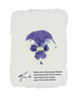 real pansy imprint note card