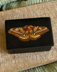 3" Emperor Moth Black Soapstone Trinket-Jewelry Box