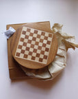 Acacia Wood Round Magnetic Chess Set