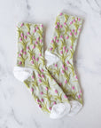 Vintage Tulip Casual Socks: Sage