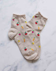Vegetables Ankle Socks: Beige