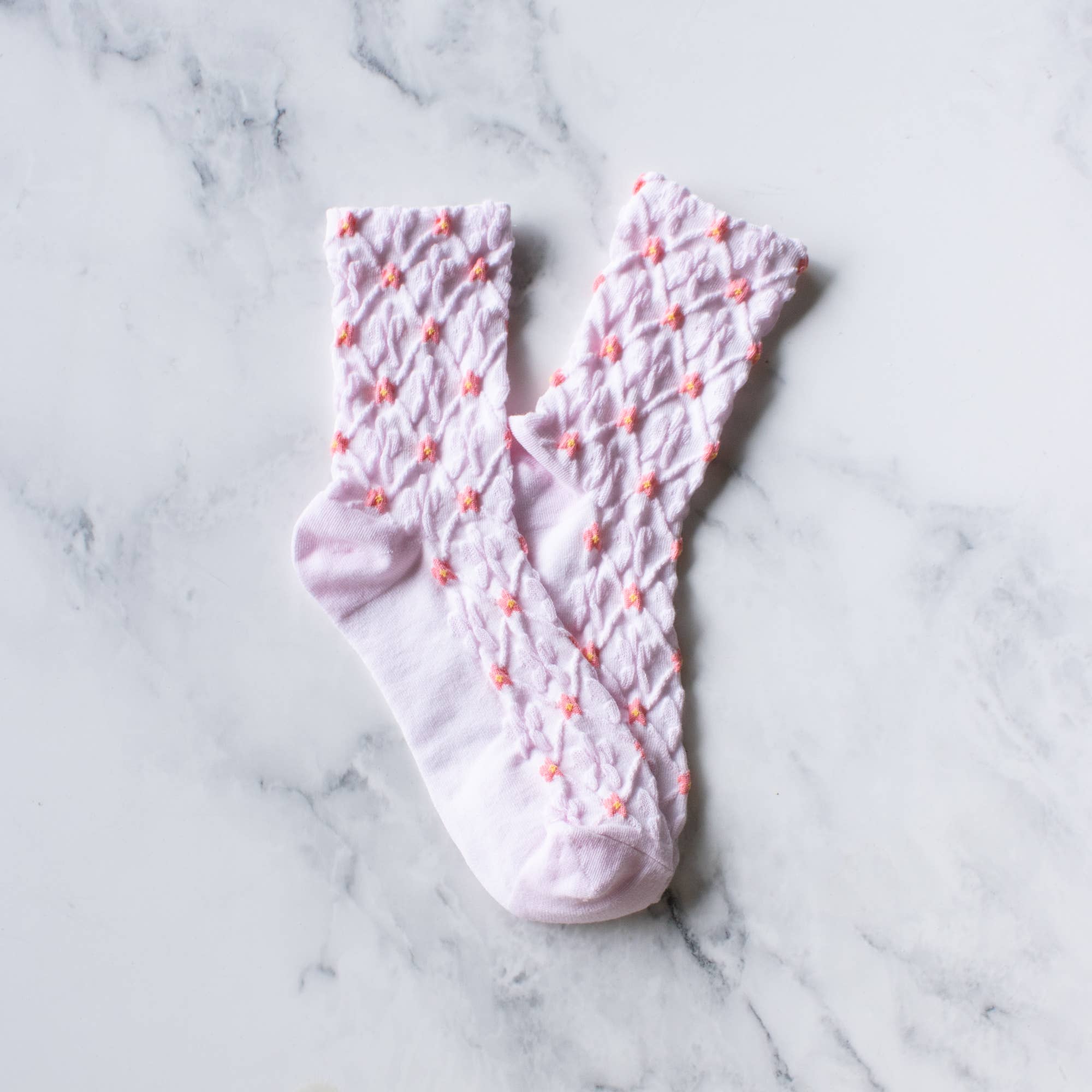 Blossom Casual Socks: Lilac/Ivory