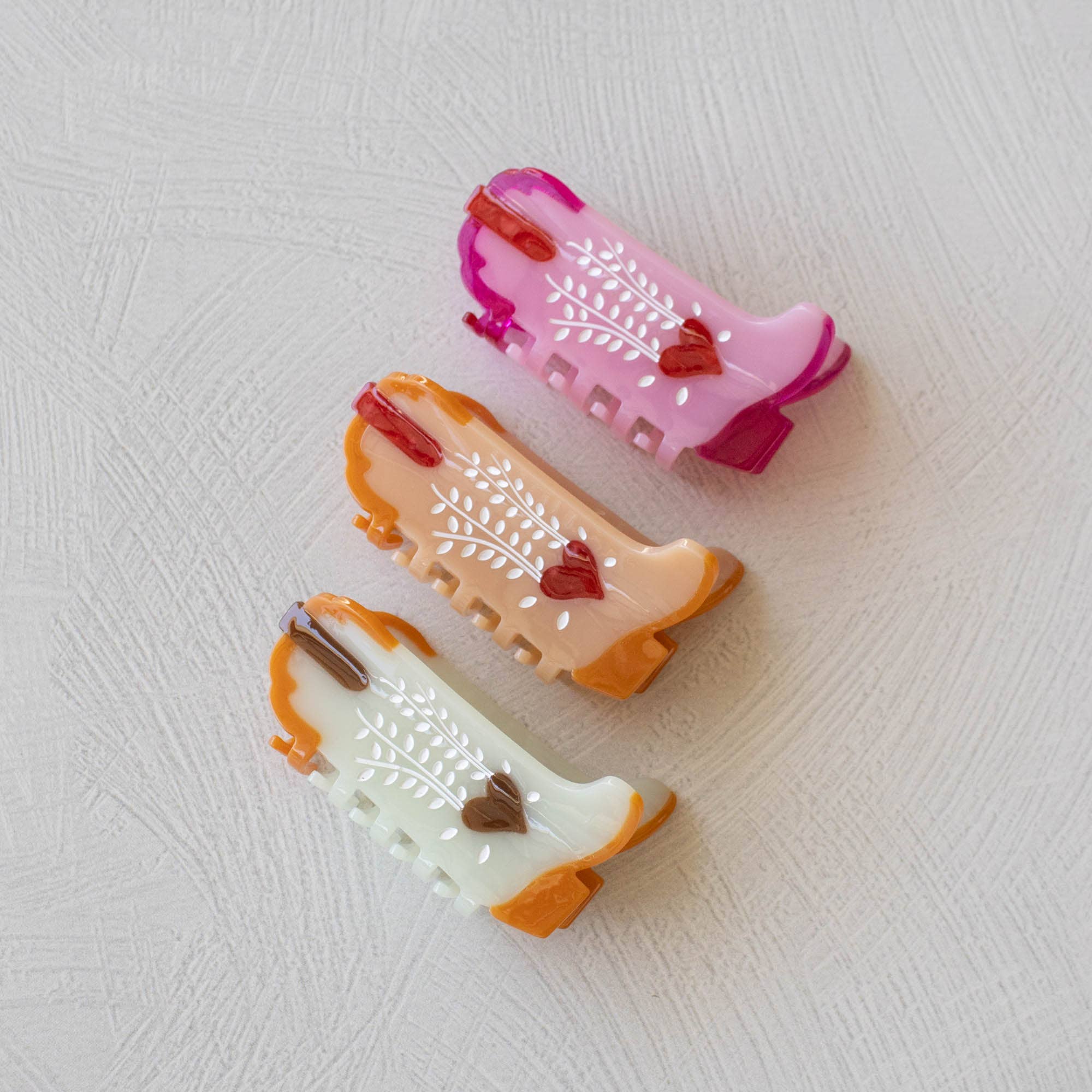 Eco My Sweet Heart Cowboy Boots Hair Claw Clip: Mint Caramel
