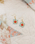 Quilt Block Dangle Earrings: Wild Prairie