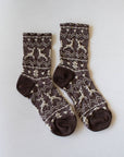 Christmas Glitter Casual Crew Socks: Dark Brown