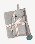 Bobble Knit Baby Blanket & Lovey Gift SET (Organic): Grey/ Ivory Bobble / OS