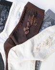 Rose Cotton Blend Socks: Grey