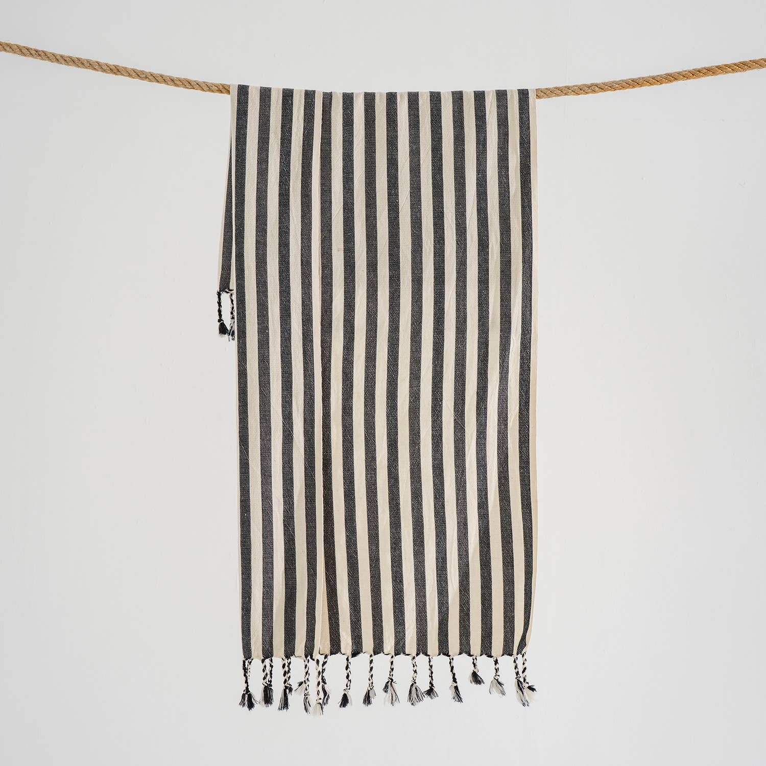 Light Weight 100% Cotton Beach Towels - Black/Cream