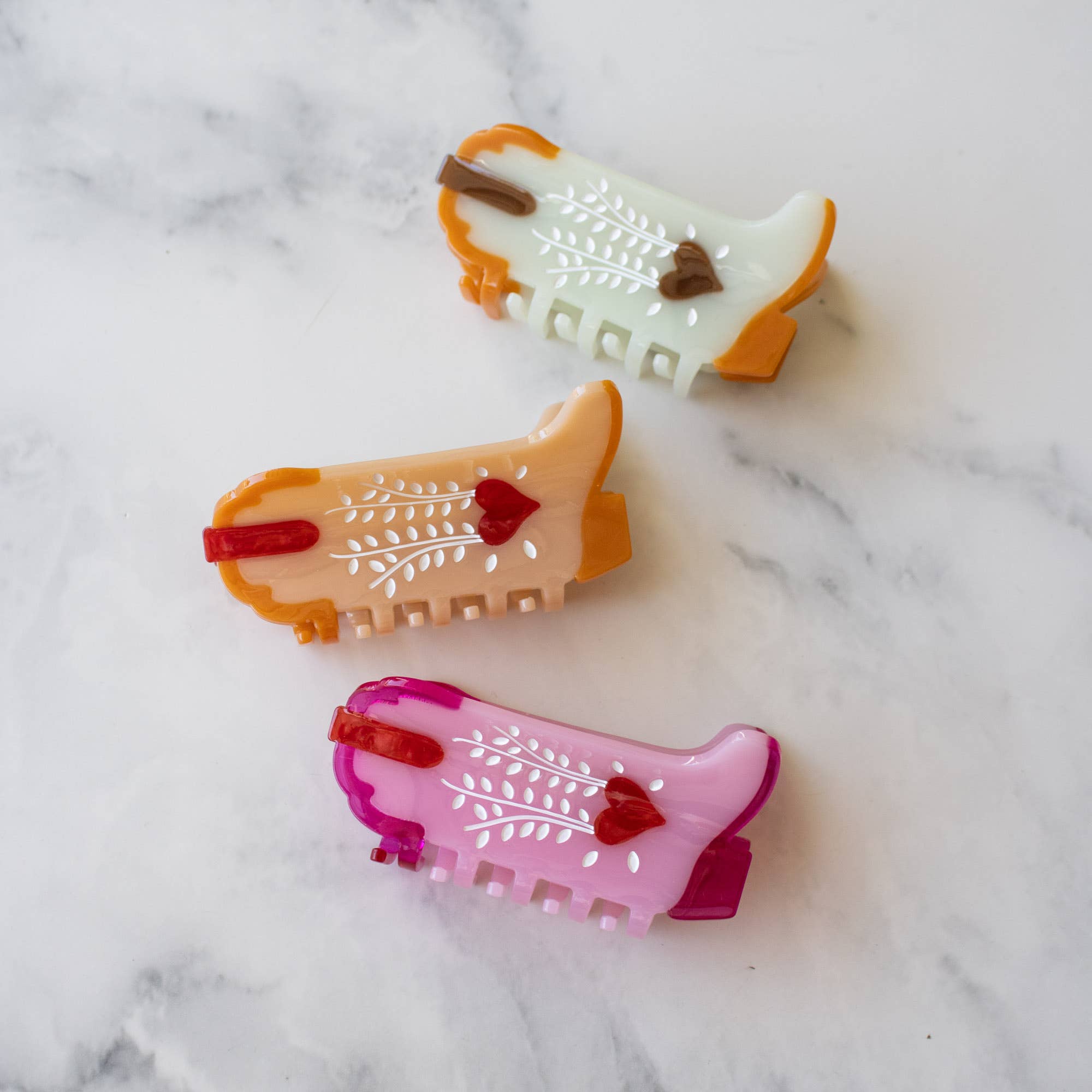 Eco My Sweet Heart Cowboy Boots Hair Claw Clip: Mint Caramel
