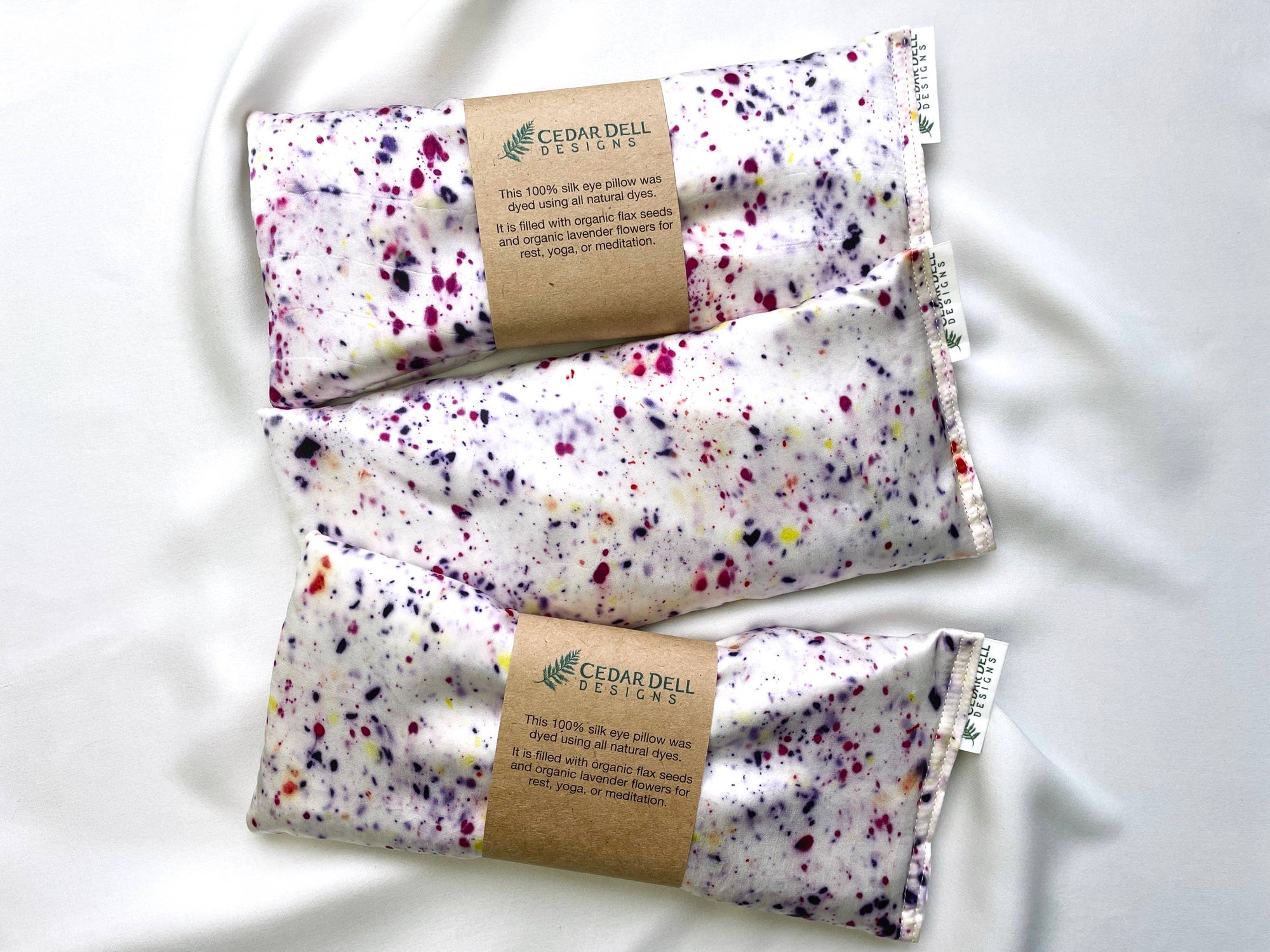 Naturally Dyed Silk Eye Pillow with Organic Filling: Multicolor Speckes