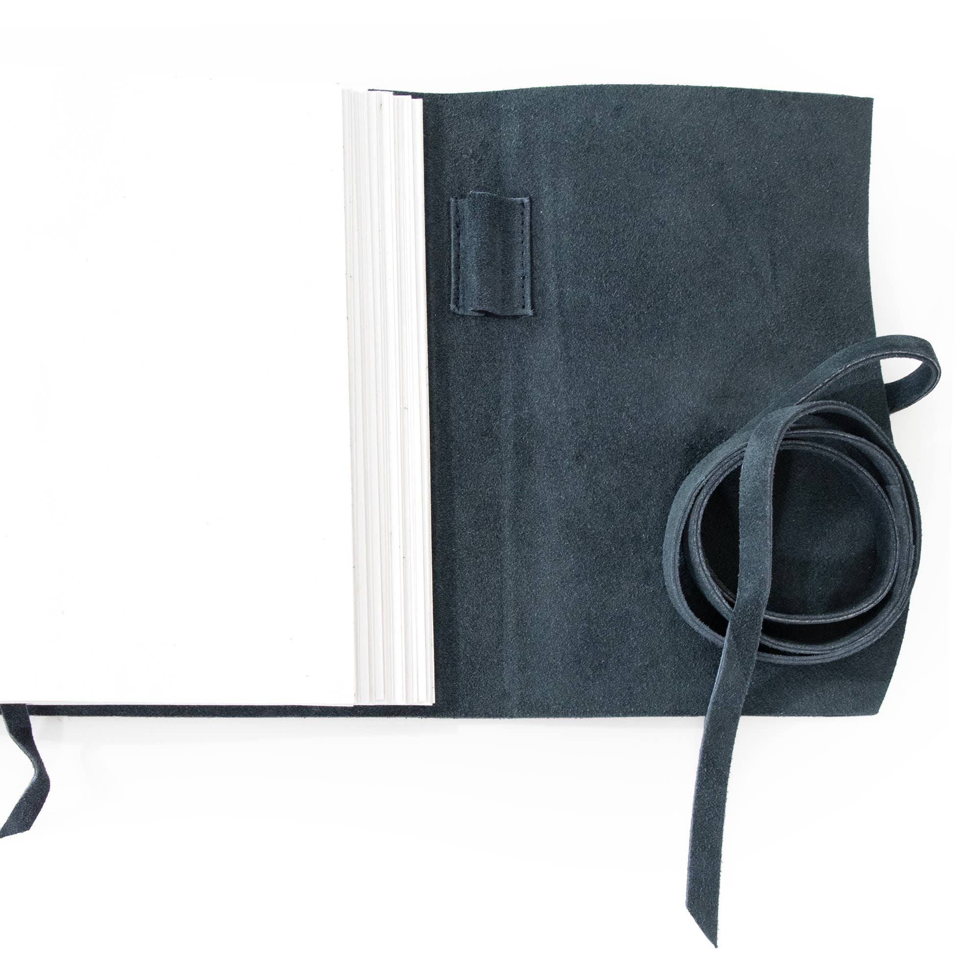 Suede Journal W/ Organic Cotton Paper Large: Blue Grey