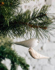 Hand-Carved Bird Ornament: White