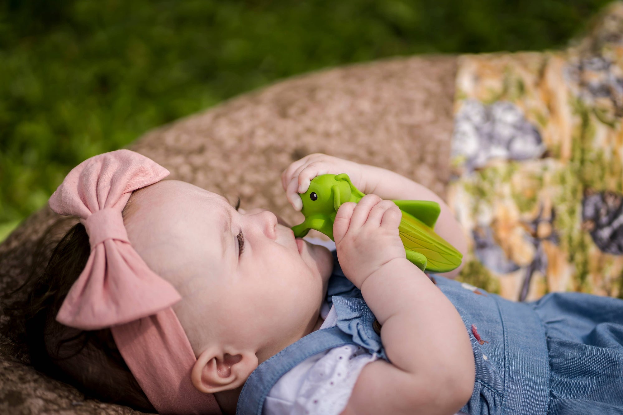 Grasshopper Natural Rubber Teether, Rattle &amp; Bath Toy
